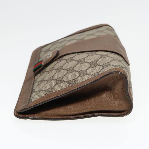 GUCCI GG Supreme Web Sherry Line Clutch Bag PVC Beige Red 89 01 032 Auth 88286 - Picture 3 of 16